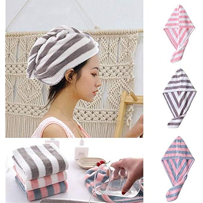 WFAR Instant Quick Dry Hair Towel Wrapped Kuaisuganfa Bathroom Hood Shower Hood for Long Hair for Women (Color: Pink White) - Image 3